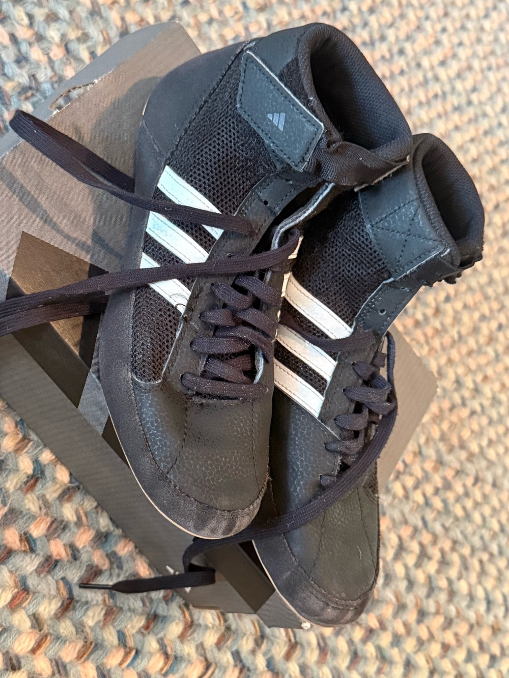 Adidas Men’s Black High-Top Wrestling Sneakers